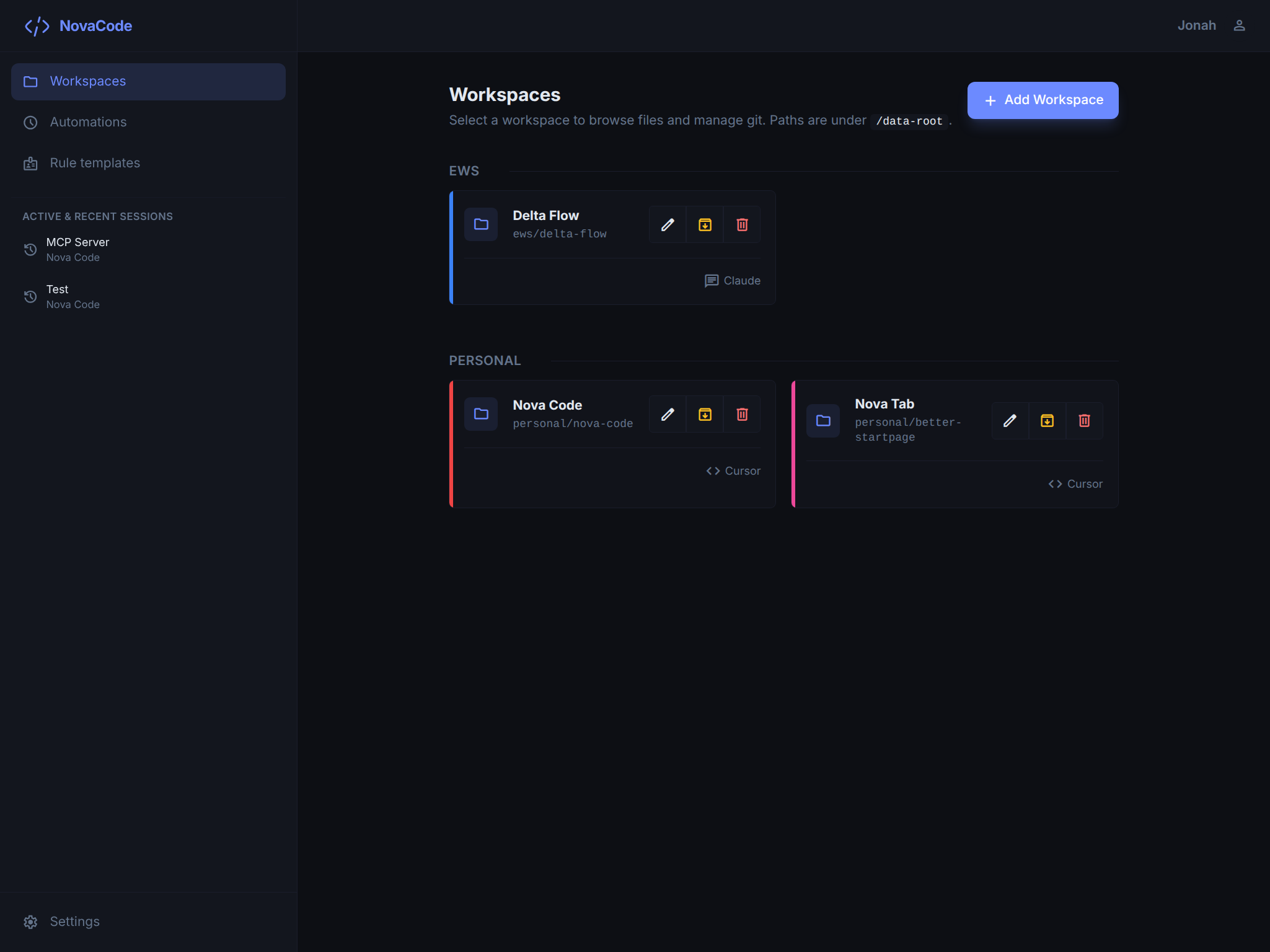 Placeholder for workspace overview screenshot